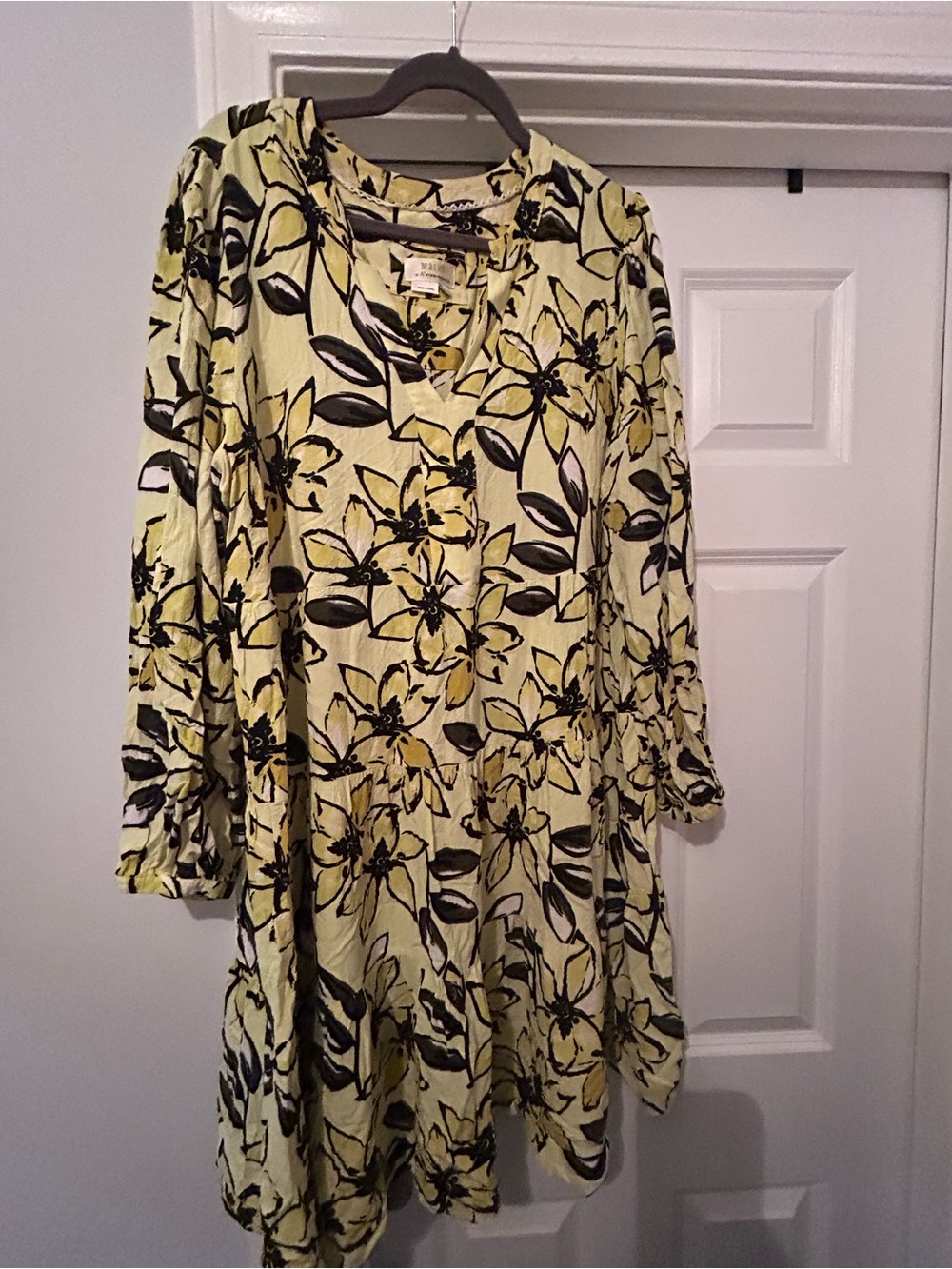 Never worn Anthropologie Maeve Amber Tiered Tunic Dress Yellow Floral